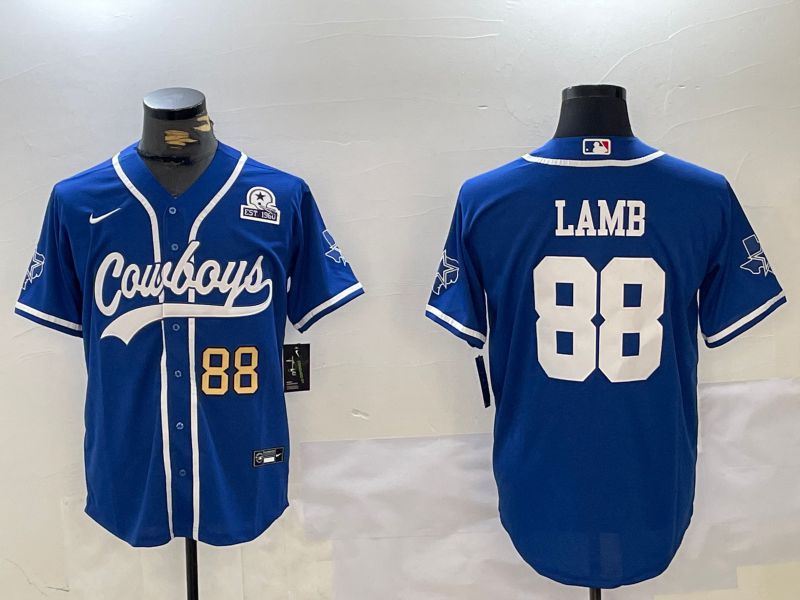 Men Dallas Cowboys #88 Lamb Blue Joint Name 2024 Nike Limited NFL Jersey style 9303